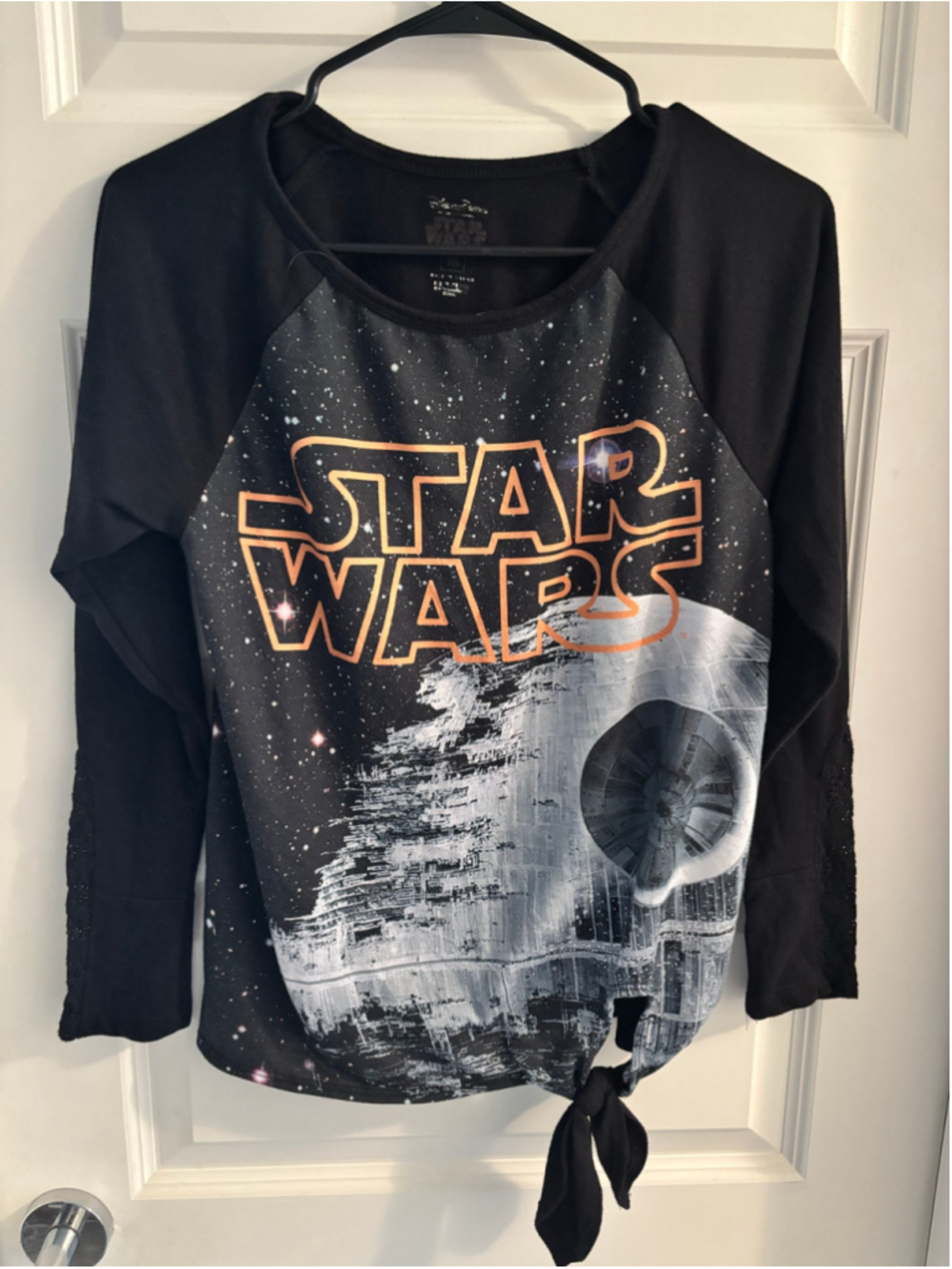 Disney Parks Star Wars Death Star Tie-Front Raglan Pullover Top M